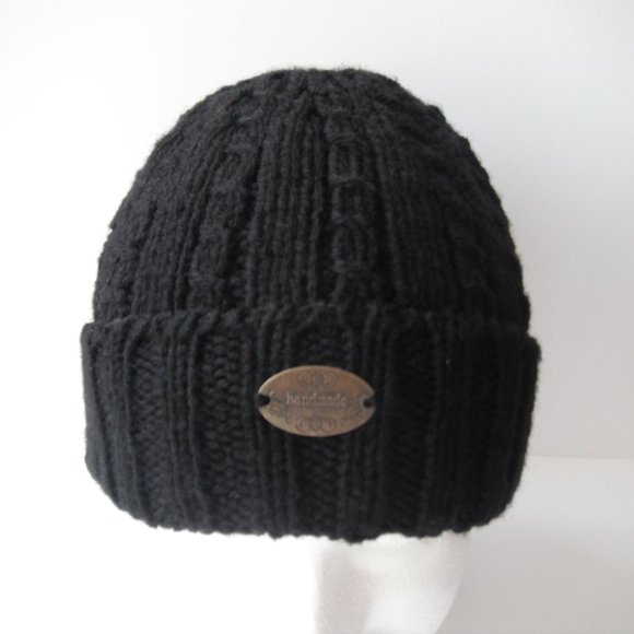 Hand Knitted Hat Toque Adult Size S-(M Acrylic Color Black - 018 Hand knit by me - Picture 2 of 9